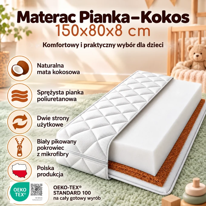 Nikola Pianka Kokos 150x80x8 szawia