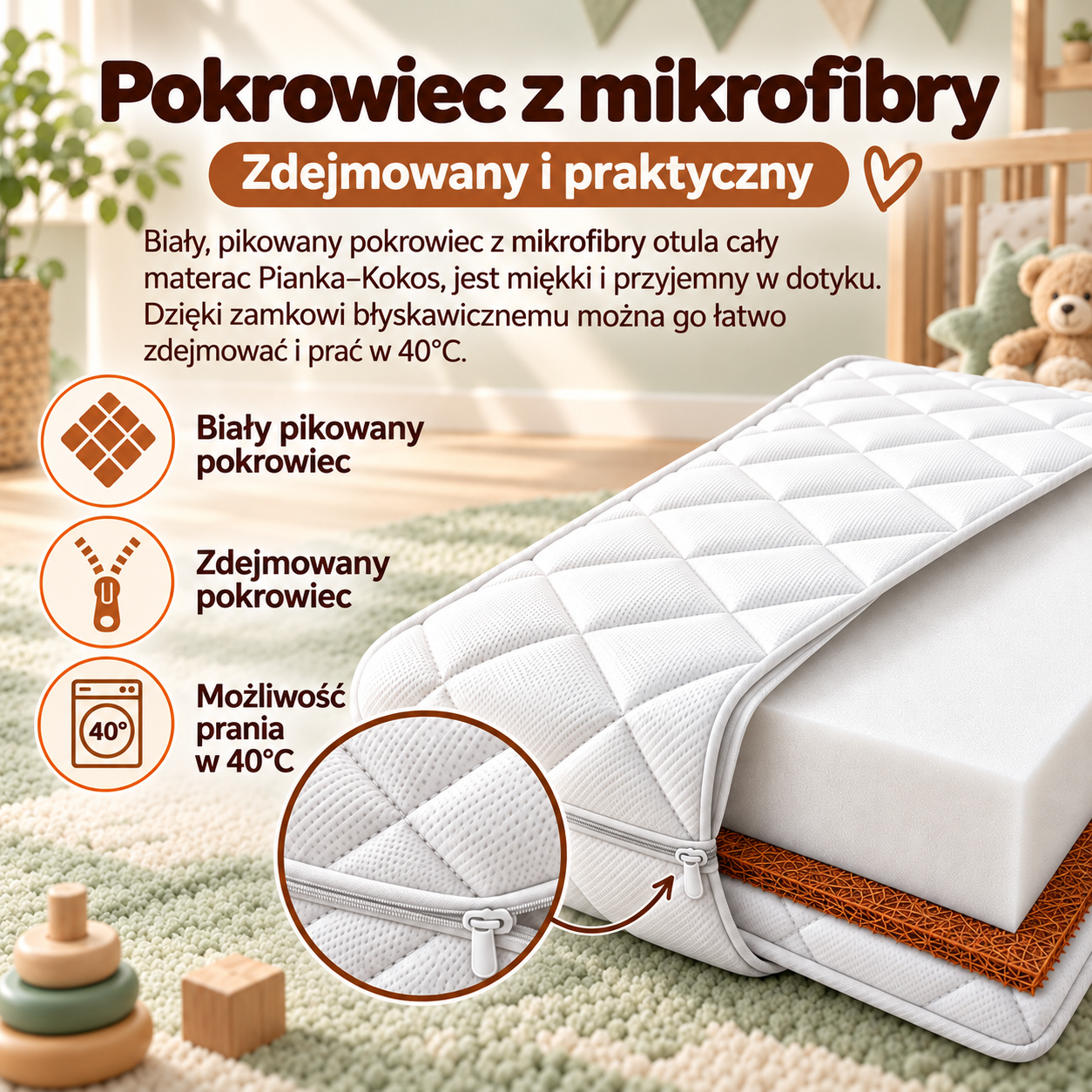 Pokrowiec pianka kokos